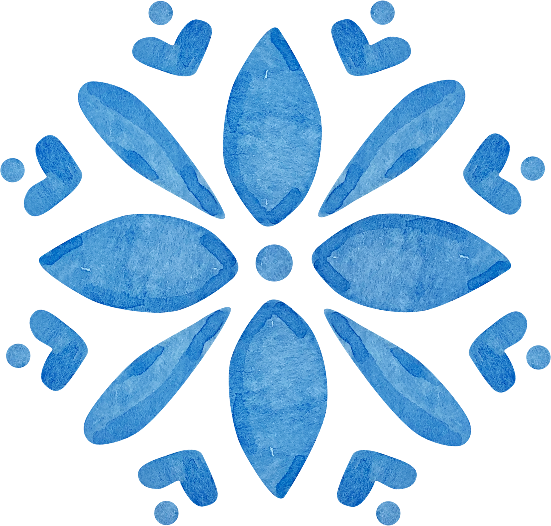 Watercolor traditional blue mediterranean tiles for